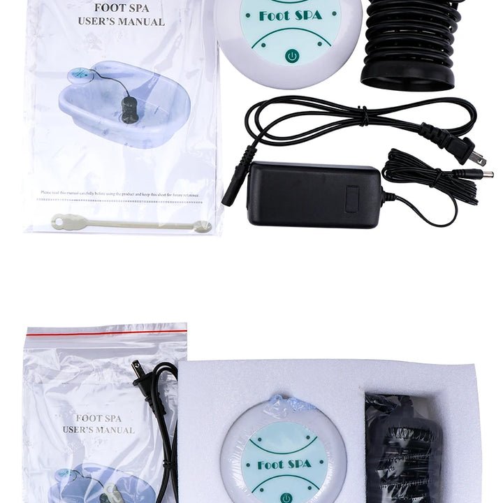 Ionic Detox Massage Machine Foot Bath With Foot Sap Massage Ion Cleanse Aqua Cell Spa Ion Detox Relief Pain Foot Massage + Basin