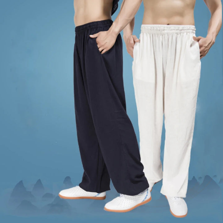 Calças Masculina Bloomers de Linho de Algodão. Ideal para quem pratica Artes Marciais, Kung Fu, Corrida, Yoga e Tai chi