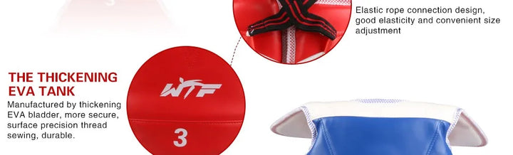 Protetor de torax para taekwondo wtf, sparring, tae kwon do, karate. Material reversível e malevel, protege o peito para crianças e adultos