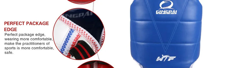 Protetor de torax para taekwondo wtf, sparring, tae kwon do, karate. Material reversível e malevel, protege o peito para crianças e adultos