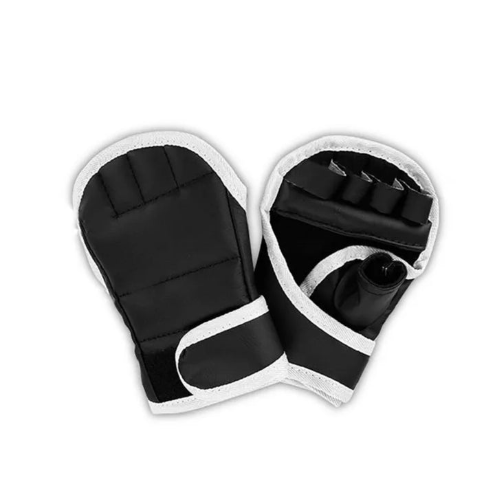 1 par preto de luvas de boxe couro meio dedo, kick boxe, karate, muay thai, kung fu, luvas treinamento  para crianças