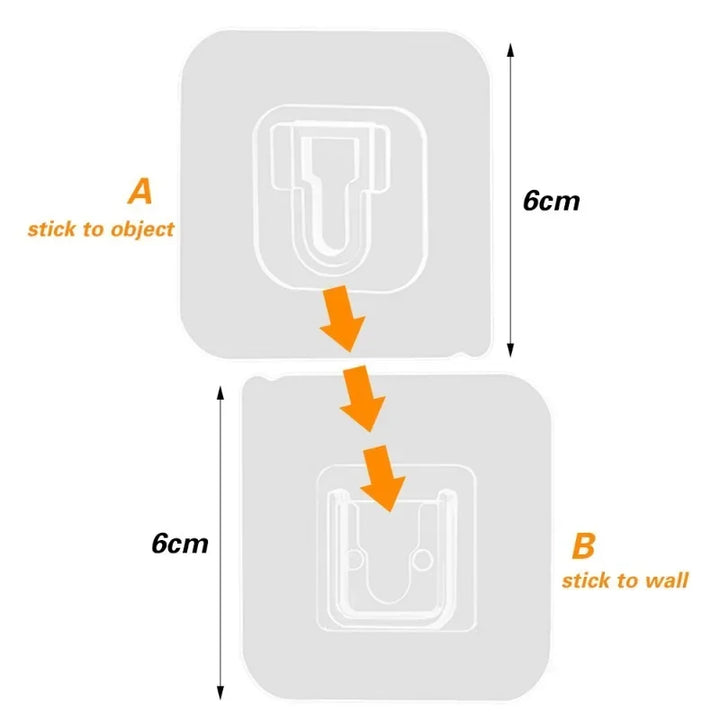 Ganchos de parede fixado com adesivos dupla face, forte, transparente, tipo ventosa ou ganchos. Pode ser usado na cozinha, banheiro, guarda roupa, armarios, Bancadas de trabalho, automovel. Suporte adaptavel para ferramentas, tomada, luz, e outros.