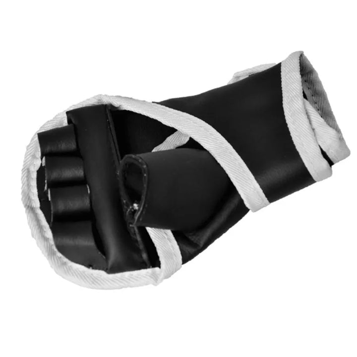 1 par preto de luvas de boxe couro meio dedo, kick boxe, karate, muay thai, kung fu, luvas treinamento  para crianças