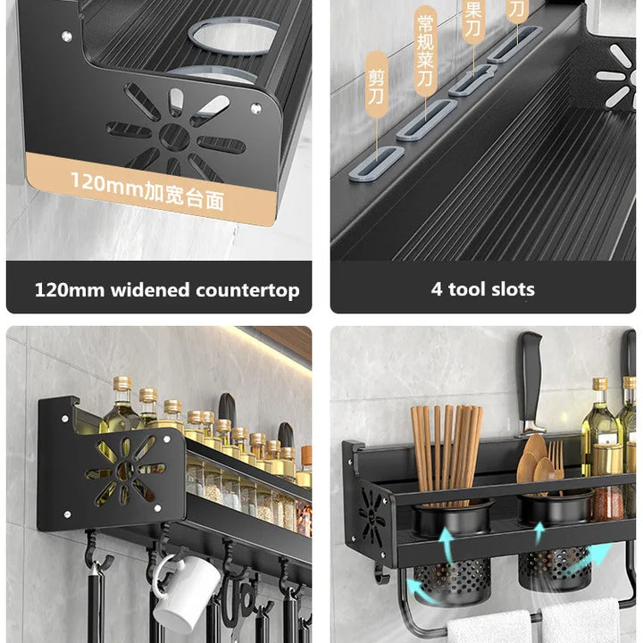Rack de armazenamento de especiarias e facas. Fixação na  parede ou porta do armario.