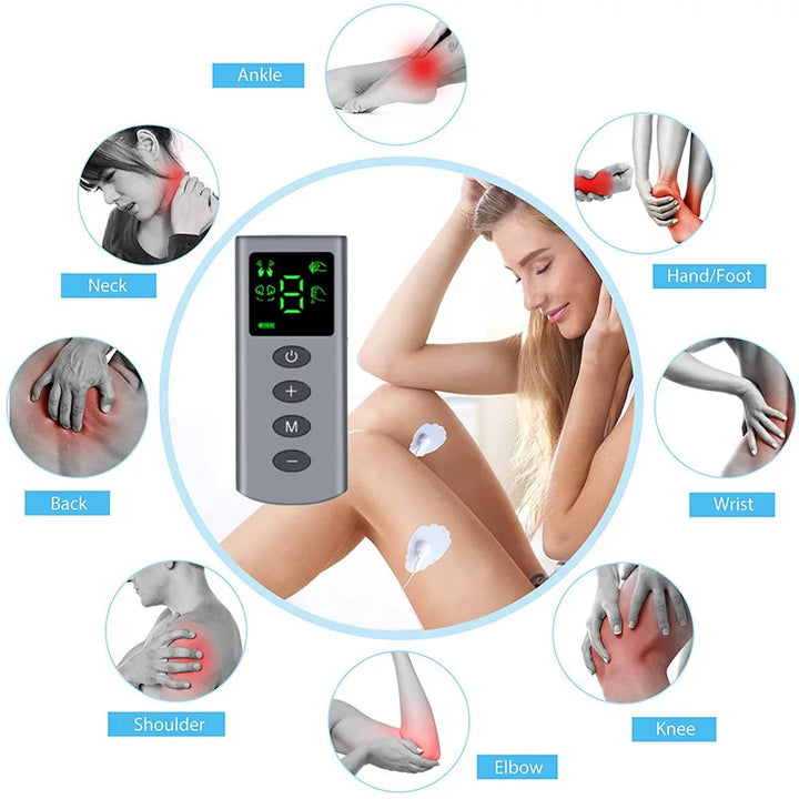 Estimulador muscular, acupuntura e massagem corporal. máquina de terapia digital eletroestimulação