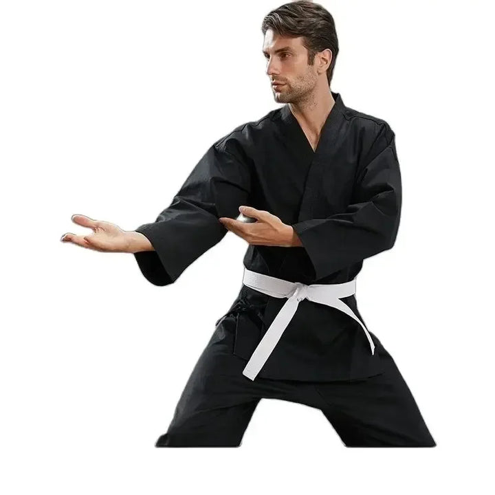 Uniforme de Karatê, Judô, Kendõ e Kung Fu, Crianças e Adultos.
Preto Branco Tecido leve e confortável