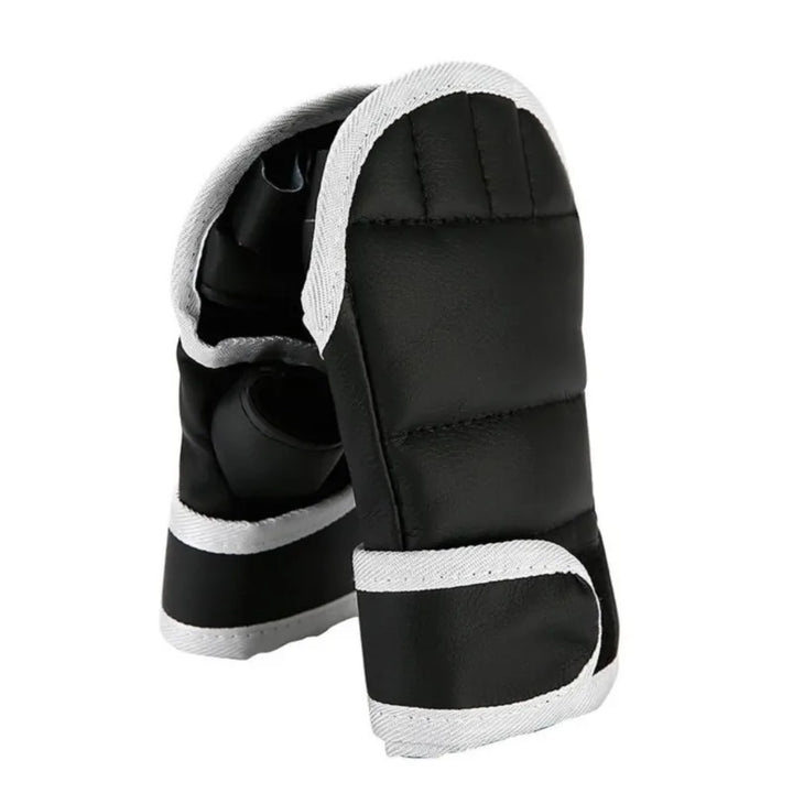 1 par preto de luvas de boxe couro meio dedo, kick boxe, karate, muay thai, kung fu, luvas treinamento  para crianças