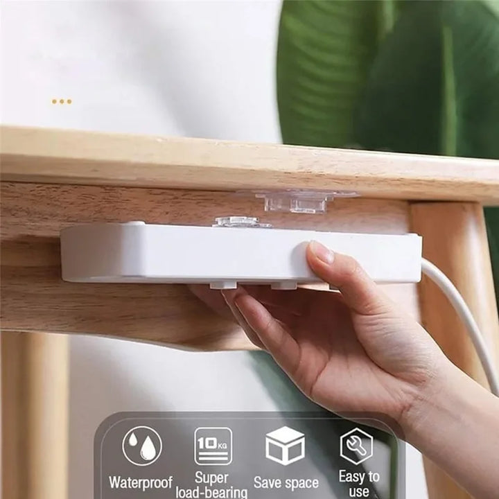 Ganchos de parede fixado com adesivos dupla face, forte, transparente, tipo ventosa ou ganchos. Pode ser usado na cozinha, banheiro, guarda roupa, armarios, Bancadas de trabalho, automovel. Suporte adaptavel para ferramentas, tomada, luz, e outros.