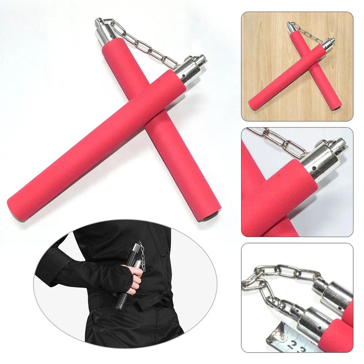 Nunchaku seguro de borracha espuma para artes marciais, prática chinês kung fu. Equipamento de treinamento para iniciantes.