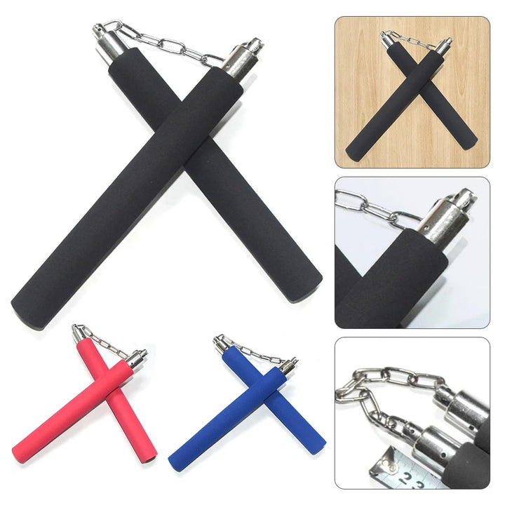 Nunchaku seguro de borracha espuma para artes marciais, prática chinês kung fu. Equipamento de treinamento para iniciantes.