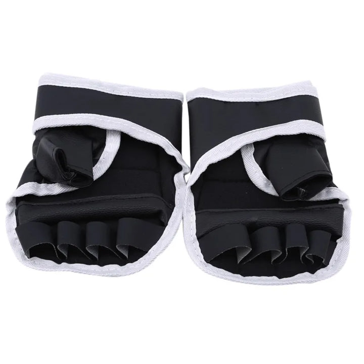 1 par preto de luvas de boxe couro meio dedo, kick boxe, karate, muay thai, kung fu, luvas treinamento  para crianças