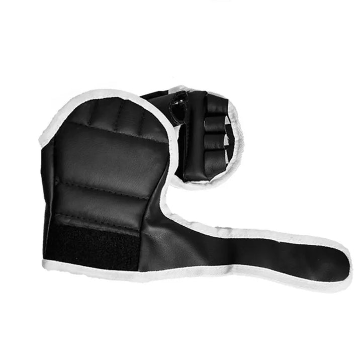 1 par preto de luvas de boxe couro meio dedo, kick boxe, karate, muay thai, kung fu, luvas treinamento  para crianças