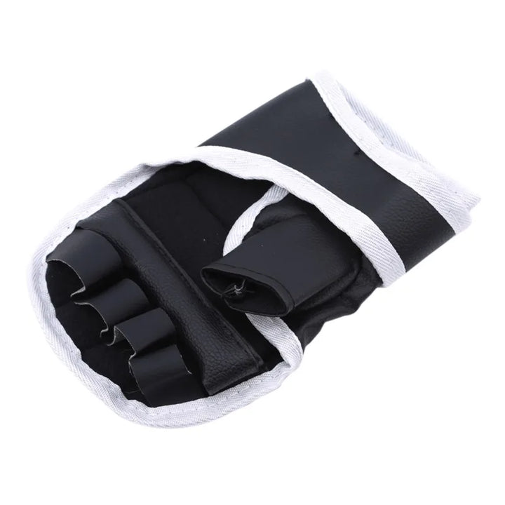 1 par preto de luvas de boxe couro meio dedo, kick boxe, karate, muay thai, kung fu, luvas treinamento  para crianças