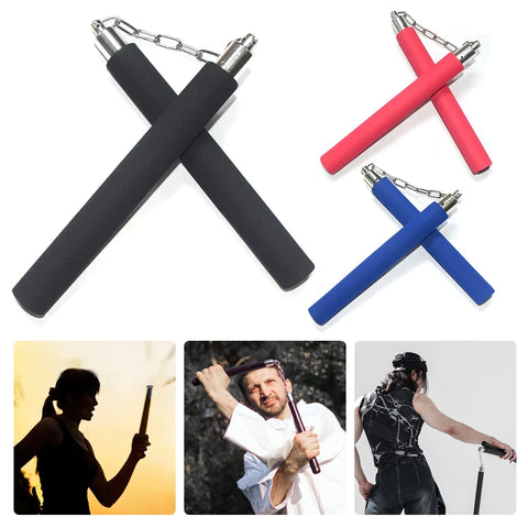 Nunchaku seguro de borracha espuma para artes marciais, prática chinês kung fu. Equipamento de treinamento para iniciantes.